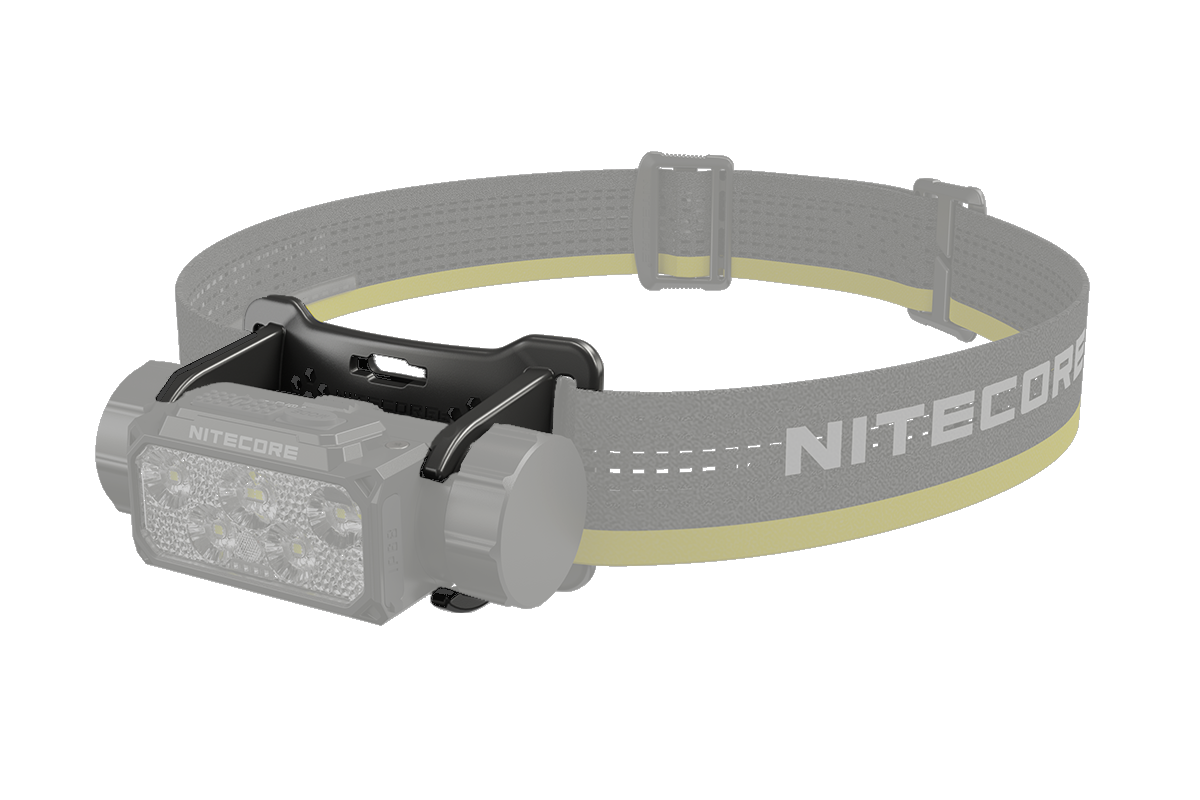 Nitecore-Stirnlampe mit verstellbarem Riemen, ideal für Outdoor-Aktivitäten und nächtliche Abenteuer.