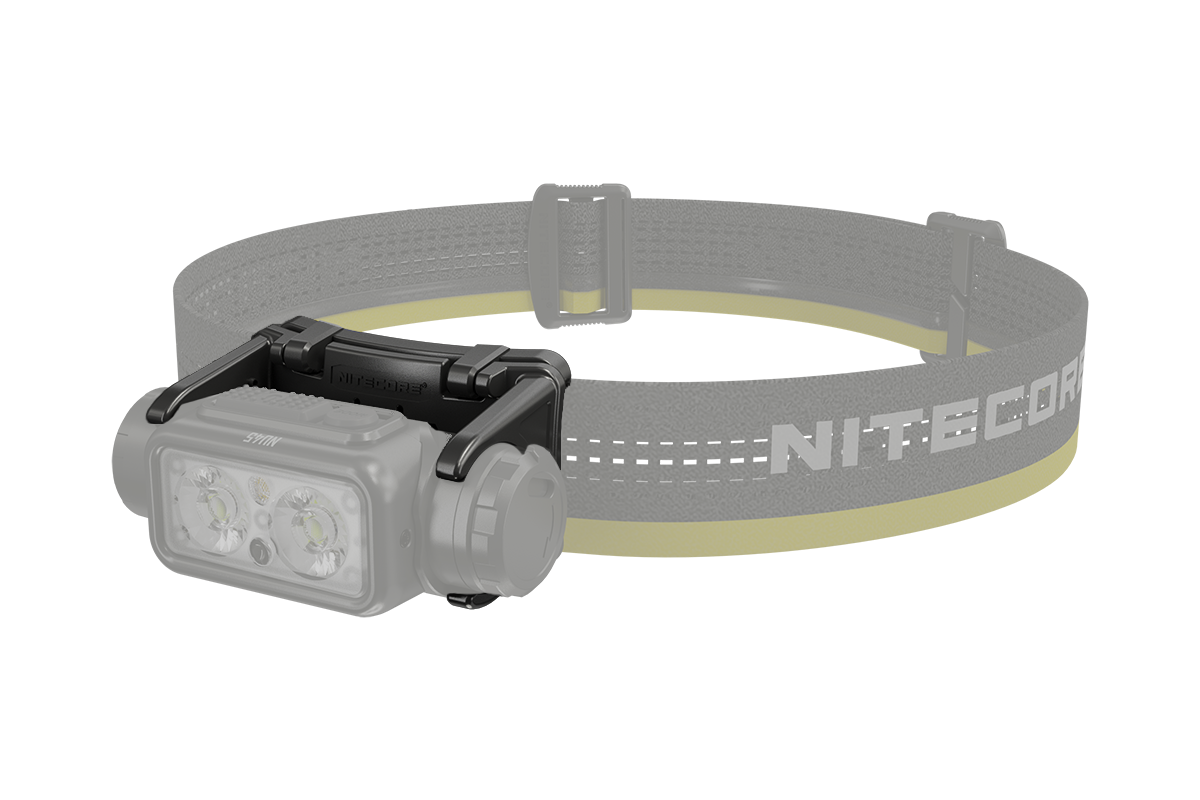 Nitecore-Stirnlampe mit verstellbarem Riemen für Outdoor-Aktivitäten und Freisprechbeleuchtung.