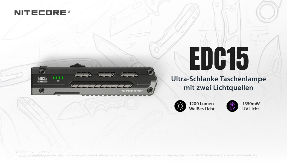 Nitecore EDC15 - 1200 Lumen +UV