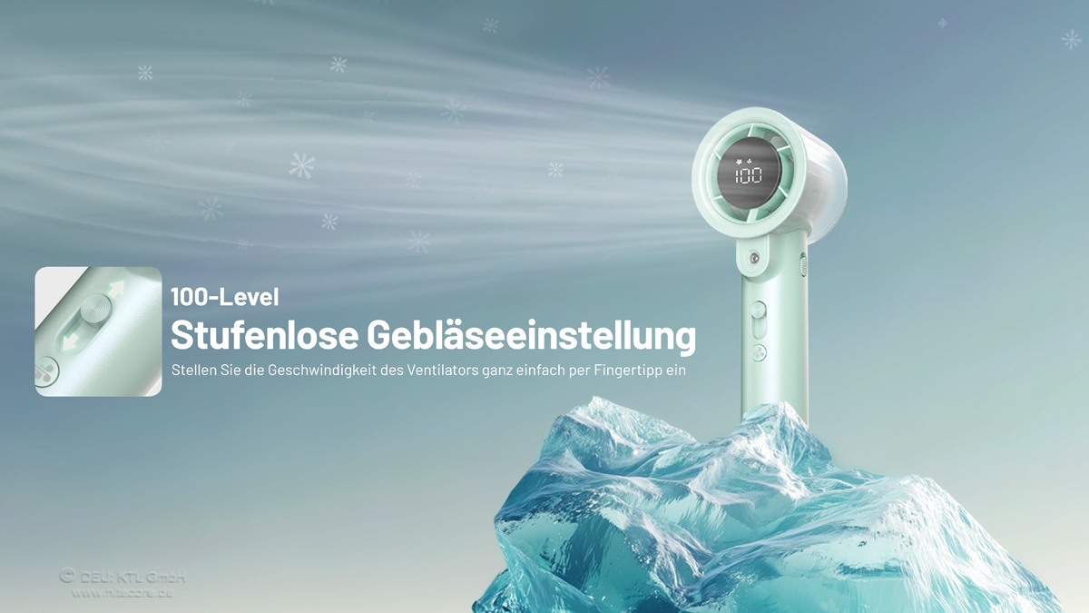 100-stufige Lüftergeschwindigkeitsregelung für optimale Luftzirkulation und Kühlerlebnis auf Knopfdruck.