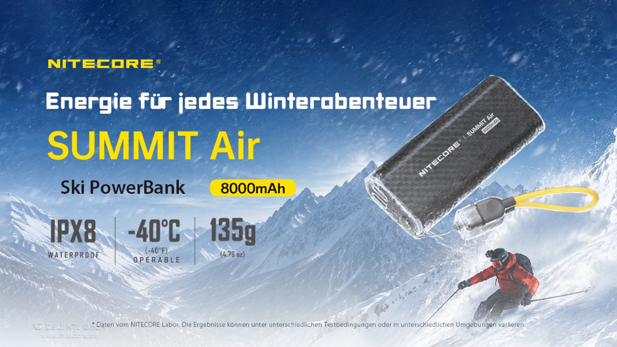 Nitecore Powerbank SUMMITAIR - 8000mAh, kältebeständig