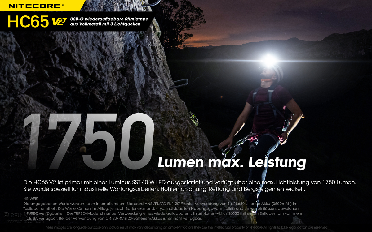 Nitecore NU50 LED Stirnlampe mit Akku